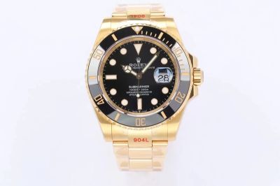 Rolex Submariner 3235 Movement 41mm Ceramic Bezel Black Face Gold Strap Watch